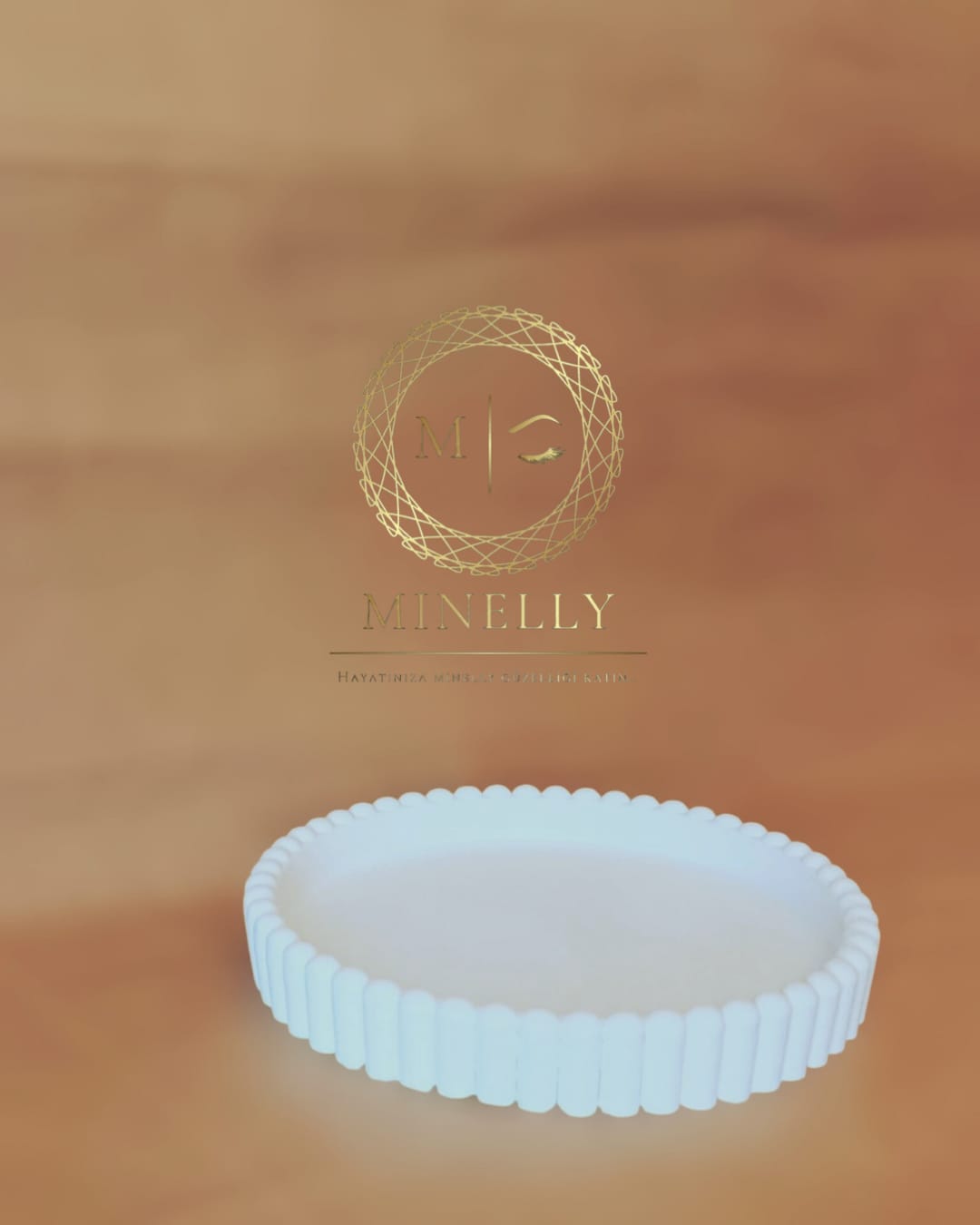 Minelly kenar kabartmalı oval tepsi