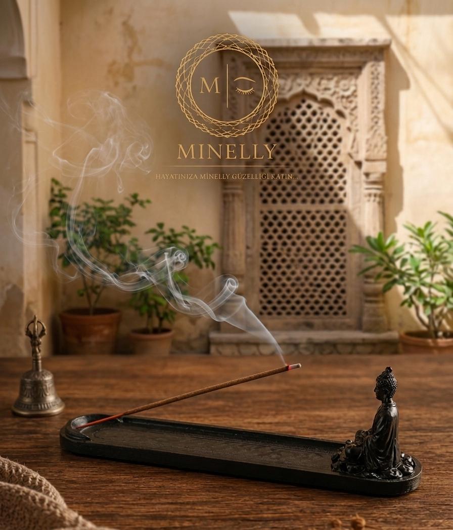 Minelly Zen Buddha Tütsülük | 24 cm Dekoratif Tütsü Standı | 3D Baskı Minimal Ev Dekoru Dekoratif Tütsü Tutucu | Modern Zen Meditasyon Dekoru | 3D Baskı Siyah Tütsülük | Ev Ofis Yoga Aromaterapi Aksesuarı