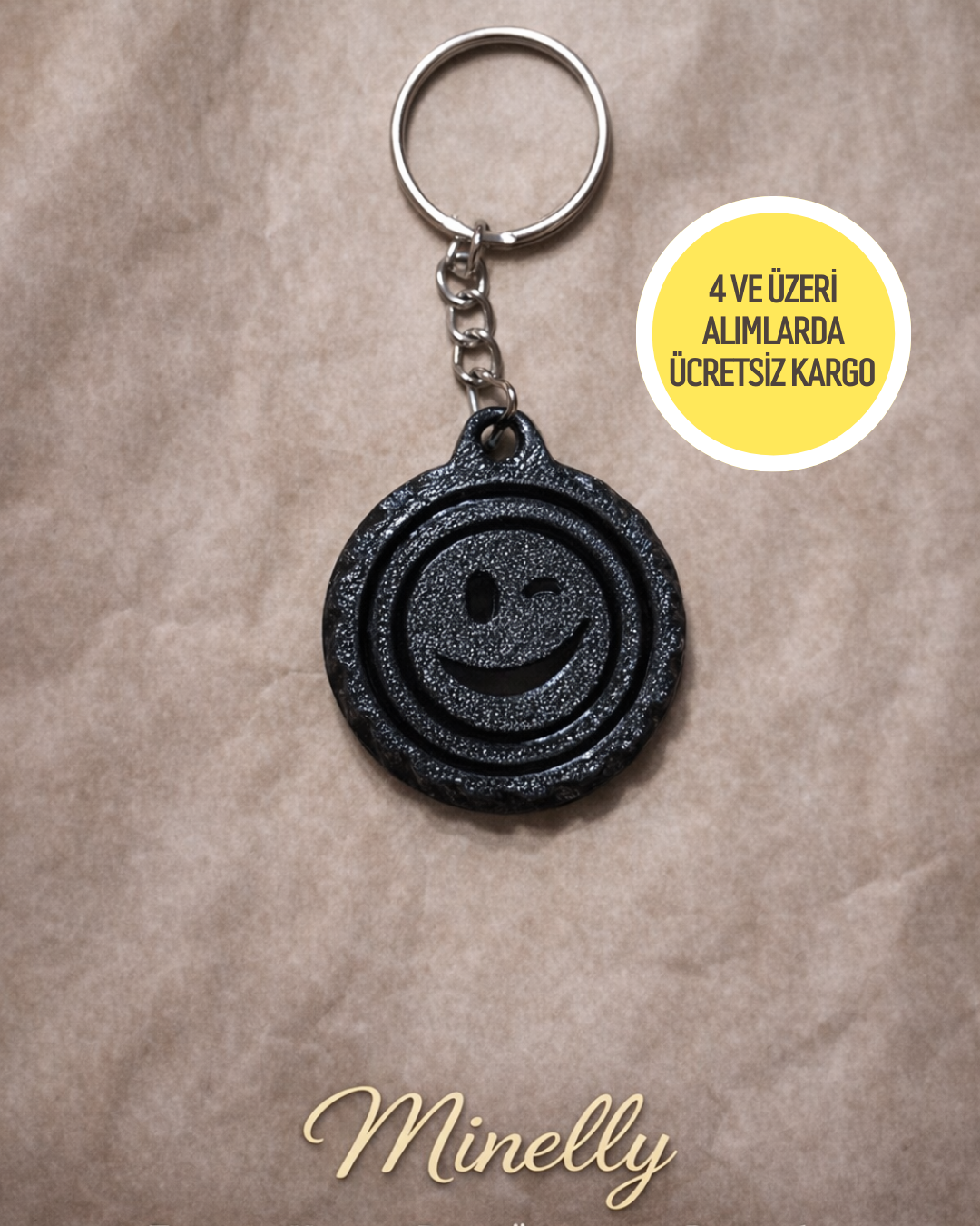 Minelly Gülen Yüz Döngü Stres Anahtarlık