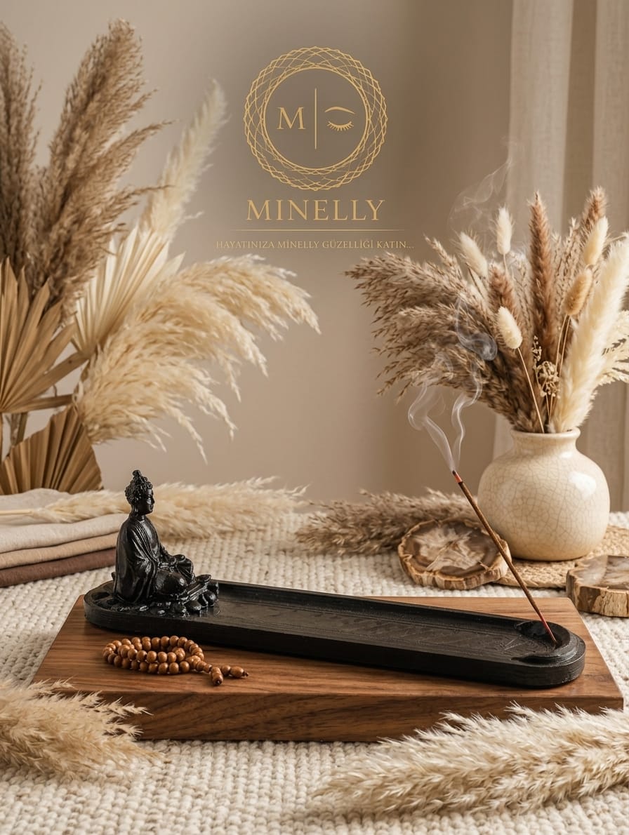 Minelly Zen Buddha Tütsülük | 24 cm Dekoratif Tütsü Standı | 3D Baskı Minimal Ev Dekoru Dekoratif Tütsü Tutucu | Modern Zen Meditasyon Dekoru | 3D Baskı Siyah Tütsülük | Ev Ofis Yoga Aromaterapi Aksesuarı