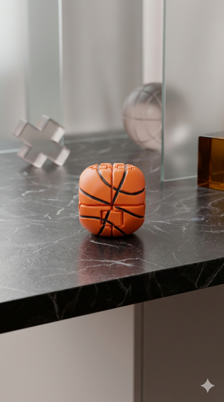 Minelly Mag-Blok Basketbol Desenli Sonsuz Stres Küpü - Modüler Katla aç