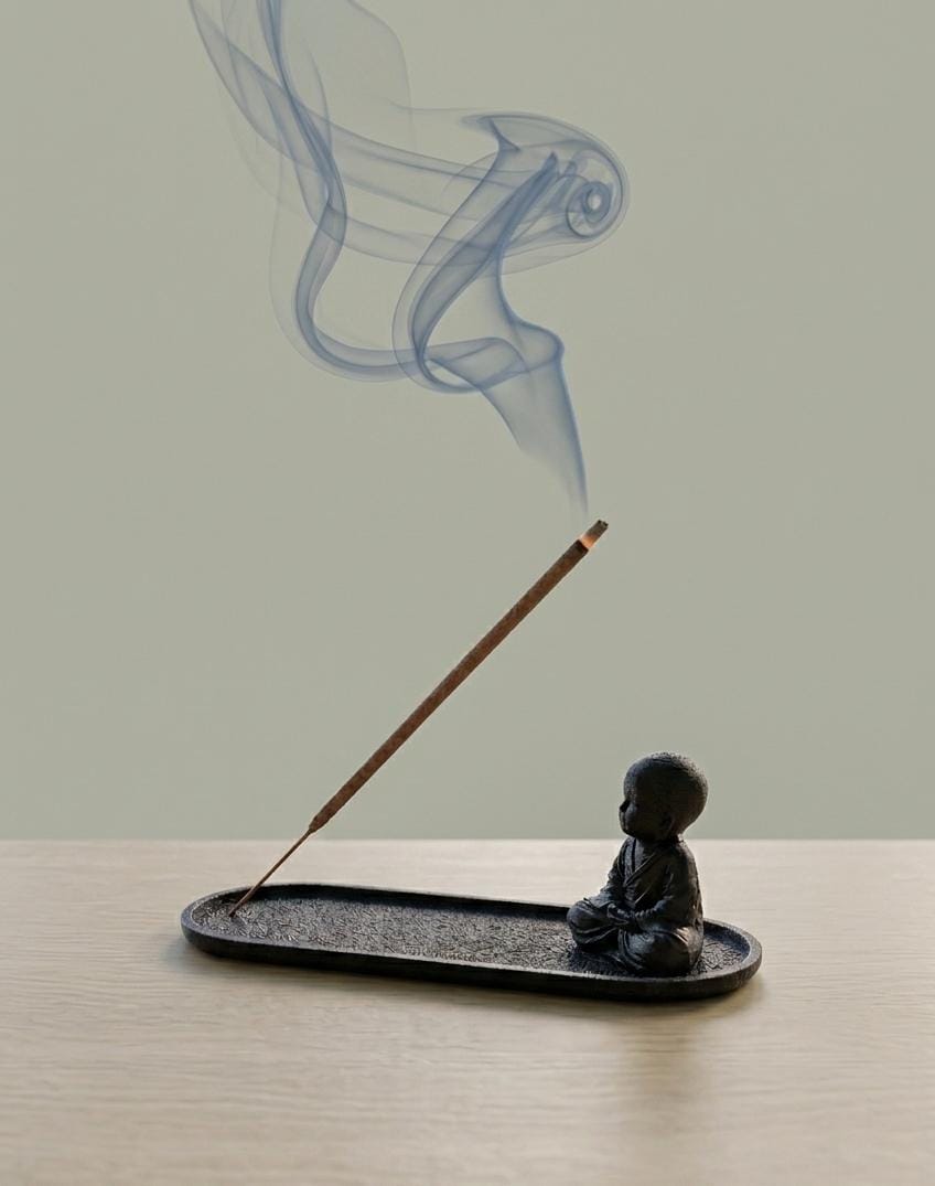 Buda Figürlü Dekoratif Tütsülük | Zen Meditasyon Çubuk Tütsü Tutucu | Uzun Tütsü Standı Ev Dekoru