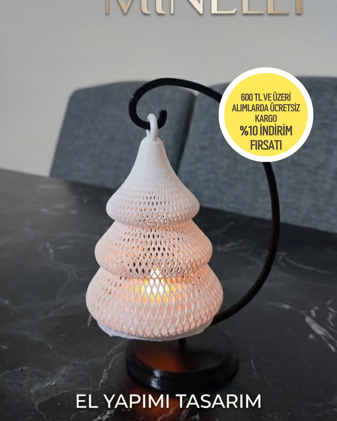 Minelly | Askılı 3D Tasarım Gece Lambası