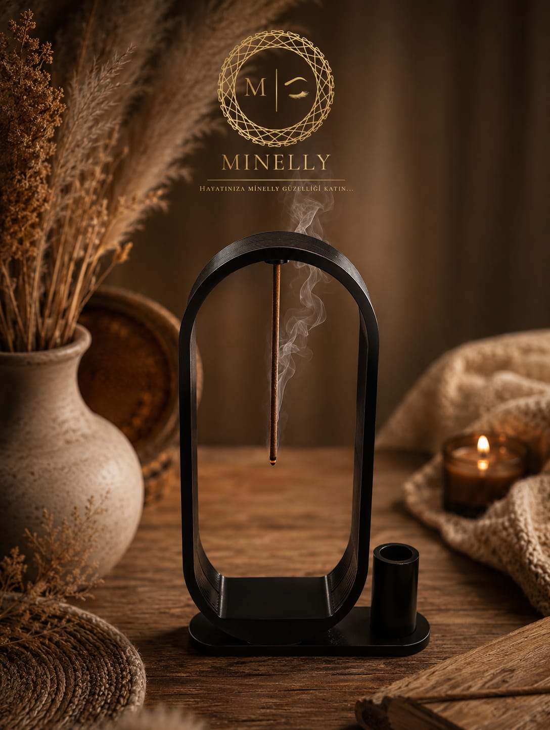 Minelly Orbit | Modern Askılı Tütsülük – 3D Baskı Dekoratif Tütsü Standı Dekoratif Tütsü Tutucu | Modern Zen Meditasyon Dekoru | 3D Baskı Siyah Tütsülük | Ev Ofis Yoga Aromaterapi Aksesuarı