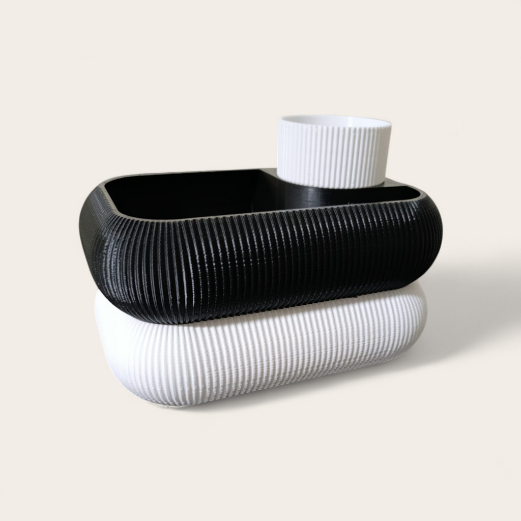 Minelly | Makyaj ve Takı Düzenleyici - Çift Katmanlı Vanity Organizer (Siyah & Beyaz)
