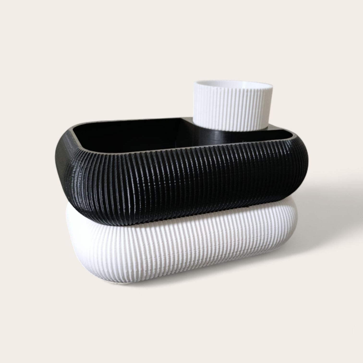 Minelly | Makyaj ve Takı Düzenleyici - Çift Katmanlı Vanity Organizer (Siyah & Beyaz)